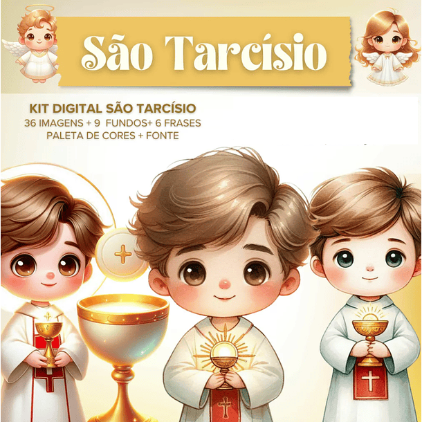 Kit Digital São Tarcísio Santinhos em Png 