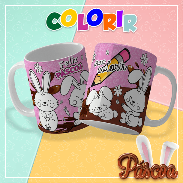10 Artes para Caneca Páscoa Colorir Arquivo em Pdf Editável  5