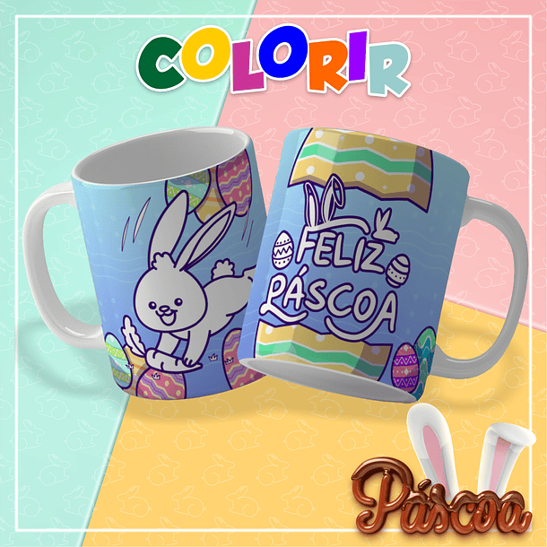 10 Artes para Caneca Páscoa Colorir Arquivo em Pdf Editável  7