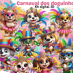 Kit Digital Doguinhos Carnaval em Png