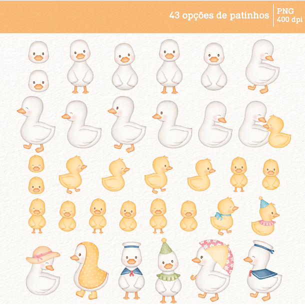 Kit Digital Patinhos em Aquarela Png 4