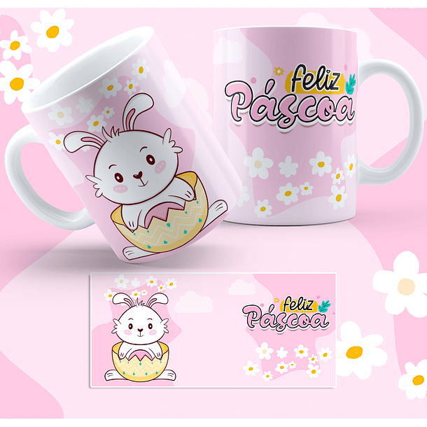 5 Artes para Caneca Coelhinhos Fofinhos Páscoa Arquivo em Jpg 2