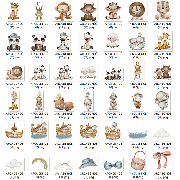 Kit Digital Arca de Noé Aquarelado Png 1