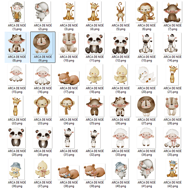 Kit Digital Arca de Noé Aquarelado Png 2