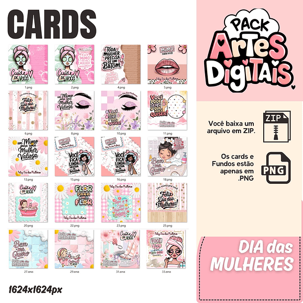 Kit Digital Cards Dia das Mulheres em Png 9