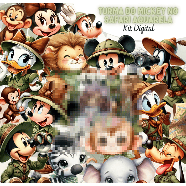 Kit Digital Turma do Mickey Safari Arquivo em Png 