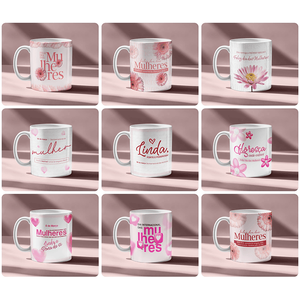 20 Artes para Caneca e Camisa Dia das Mulheres Arquivo Editável 2