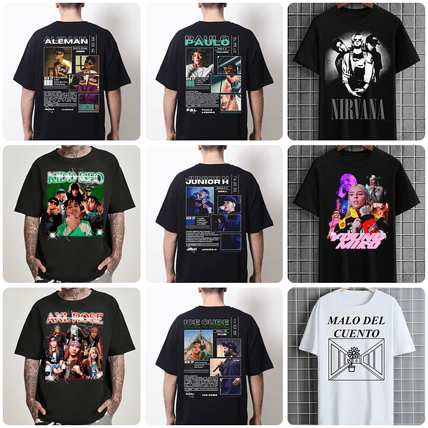 100 Artes para Camisa Artistas Famosos Internacionais Arquivo em Png 5