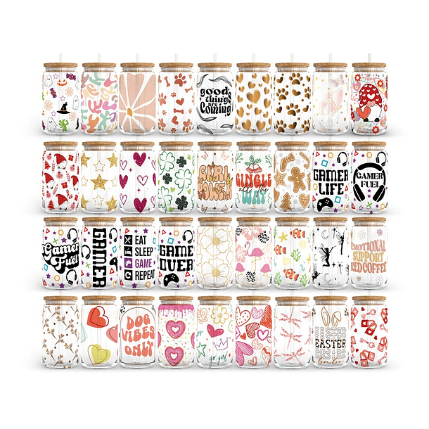 150 Artes para Copo Tampa de Bambu Café Gelado Copo de Vidro Coffe Glass Arquivo em Png  4