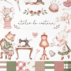 Kit Digital Ateliê de Costura em Png 