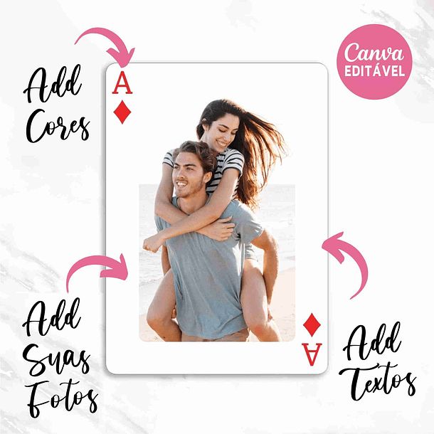 Baralho de Poker Personalizado Editavel no Canva Adicione Suas Fotos e Frases Favoritas! Crie e Personalize Agora Mesmo! 4