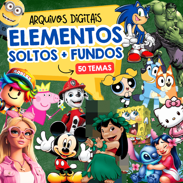 Kit Digital 50 Temas Volta as aulas para Personalização em Png 1