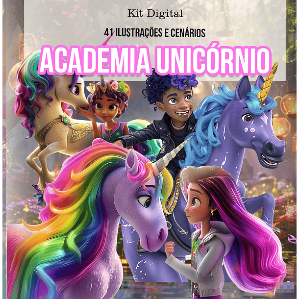 Kit Digital Academia Unicórnio Arquivo em Png
