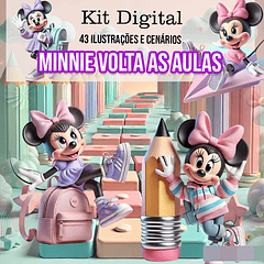 Kit Digital Minnie Volta as Aulas Arquivo em Png  