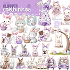 Kit Digital Páscoa Lilás em Png 2