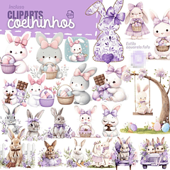 Kit Digital Páscoa Lilás em Png