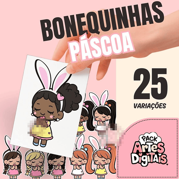 Kit Digital Bonequinhas Páscoa em Png 