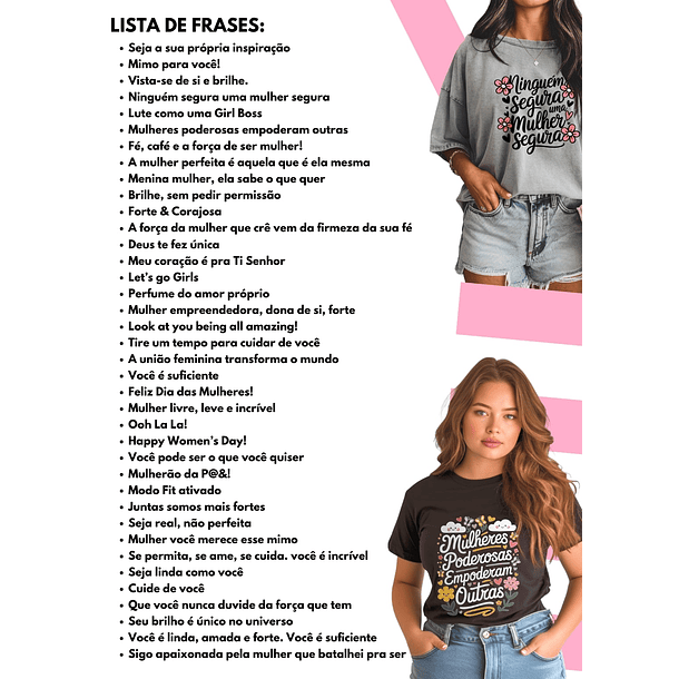 Kit Digital Frases Dia das Mulheres Motivaciaonal em Png  2