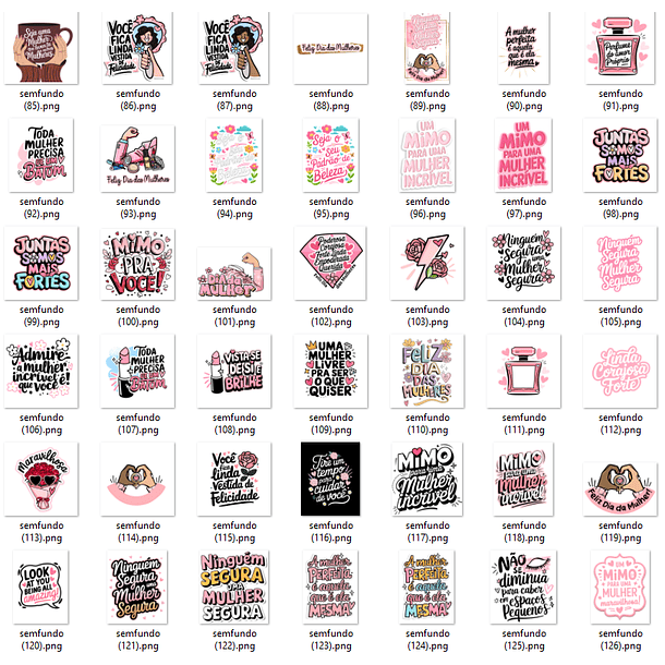 Kit Digital Frases Dia das Mulheres Motivaciaonal em Png  17