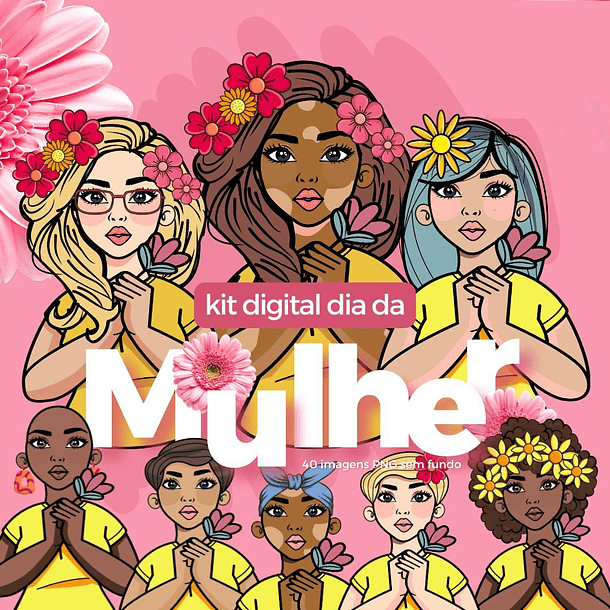 Kit Digital Dia das Mulheres em Png  1