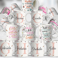 26 Artes para Caneca Alfabeto Dia das Mulheres Arquivo Editável