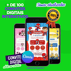 Pack Canva Convites Digitais Interativos Templates Editáveis 128 Artes