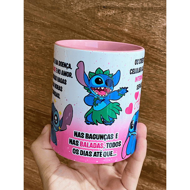 Arte Caneca Stitch Eu prometo te incomodar na alegria e na tristeza, na saude e na doença, na amizade e no amor Arquivo em Jpg 2