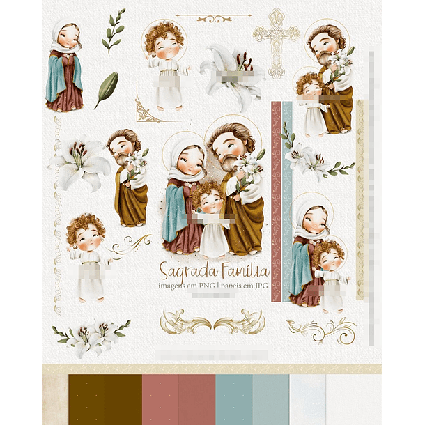 Kit Digital Sagrada Família Aquarelado Png 