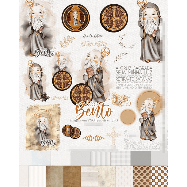 Kit Digital São Bento Aquarelado Png