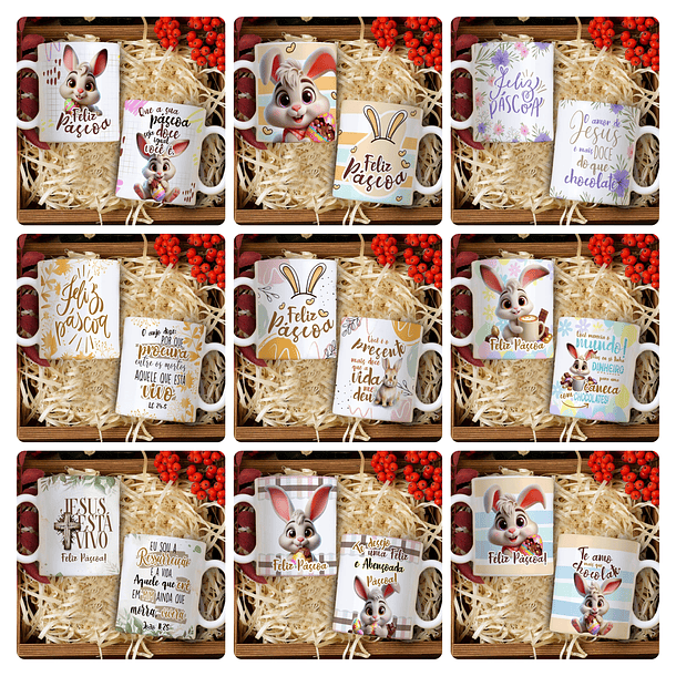 21 Artes para Caneca E Body Páscoa Arquivo Editável 1