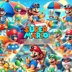 Kit Digital  Super Mario Pool Party 3d em Png