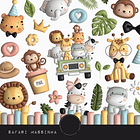 Kit Digital Safari 4 em 1 Aquarelado Png 4