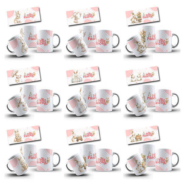 110 Artes para Caneca Pascoa Coelhinhos Jesus e Personagem Arquivo em Jpg 2