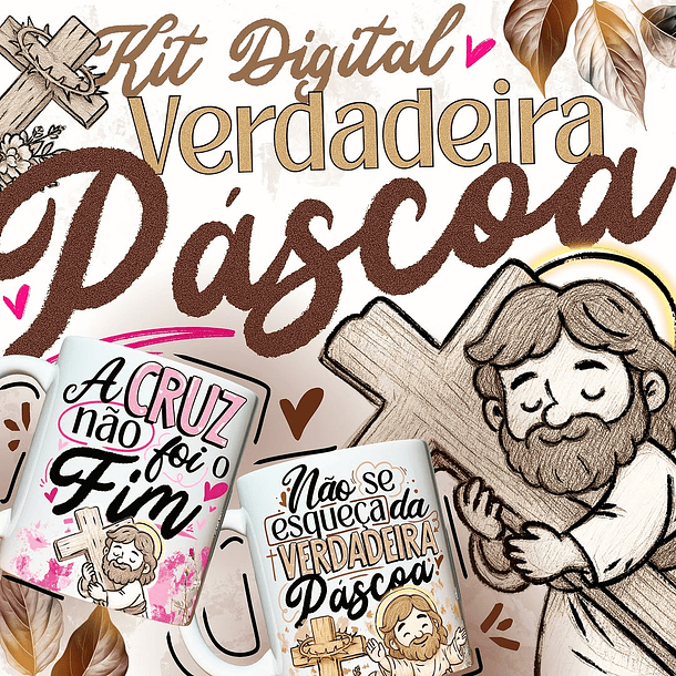 19 Artes para Caneca Páscoa Jesus Cristã Arquivo em Jpg 1