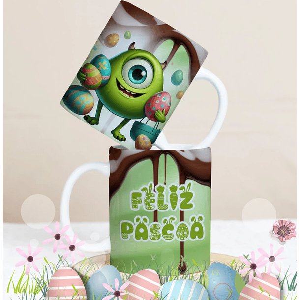 27 Artes para Caneca Páscoa Personagens Arquivo Editável 25