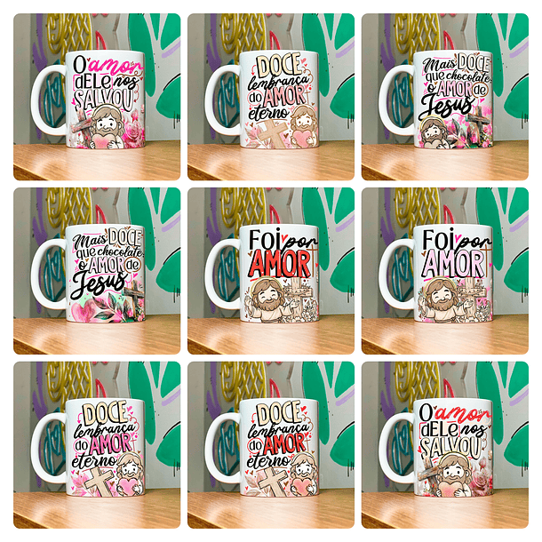 19 Artes para Caneca Páscoa Jesus Cristã Arquivo em Jpg 8