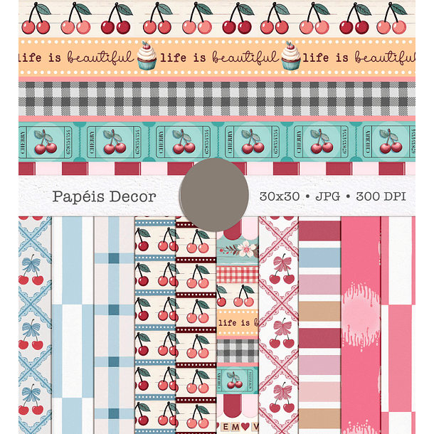 Kit Digital Cherry Cerejas Arquivo em Png 7