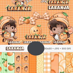 Kit Digital Boneca Cute Frutinhas Laranja Aquarelado Png 