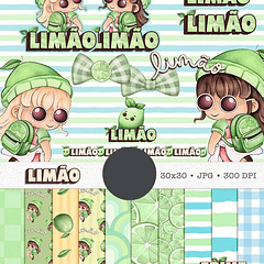 Kit Digital Boneca Cute Frutinhas Limão Aquarelado Png 