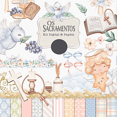 Kit Digital Combo Sacramentos (Batismo + Primeira Comunhão) Arquivo em Png