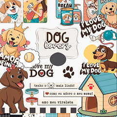 Kit Digital Pet Lovers Gatinhos e Cachorros Arquivo em Png