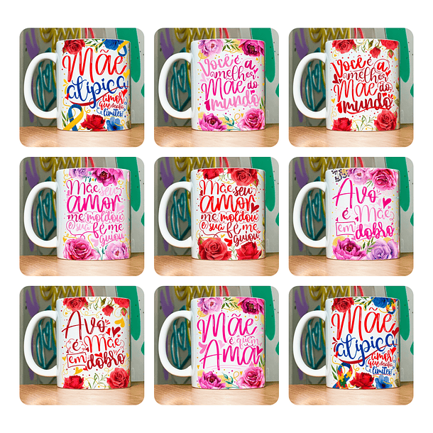18 Artes para Caneca Dia das Mães Floral Arquivo em Jpg 8