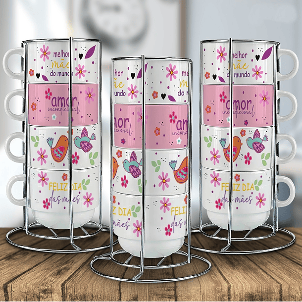 4 Artes para Xicaras Dia das Mãe Delicada Arquivo em Jpg 2