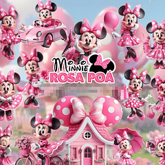 Kit Digital Minnie Rosa Poa em Png 