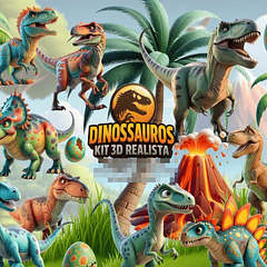 Kit Digital Jurassic Parque Dinossauro em Png