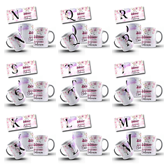 26 Artes para Caneca Alfabeto Floral Enfermeira Arquivo Editável 