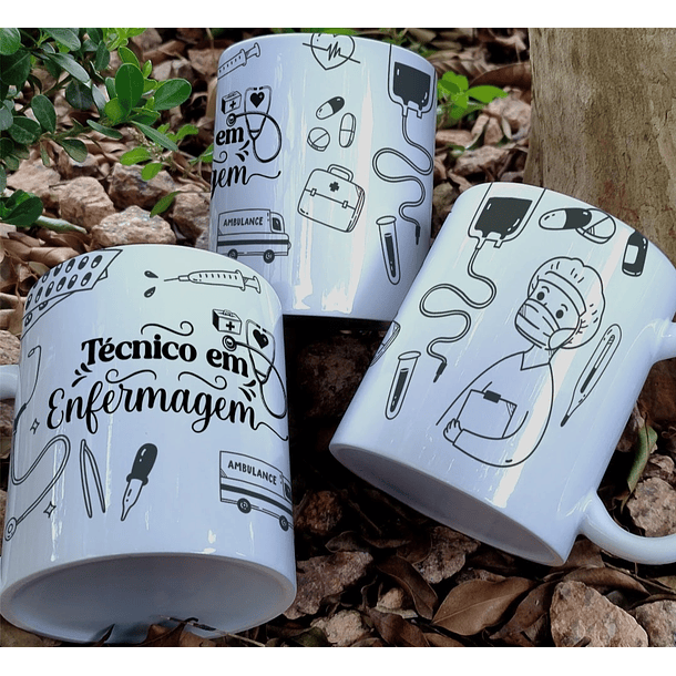 3 Artes Caneca Tecnico de Enfermagem Arquivo Editável  3