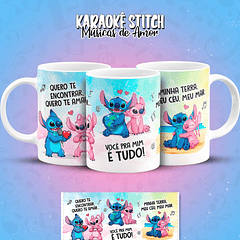 11 Artes para Caneca Karaokê Stitch Músicas de Amor Arquivo em Png 