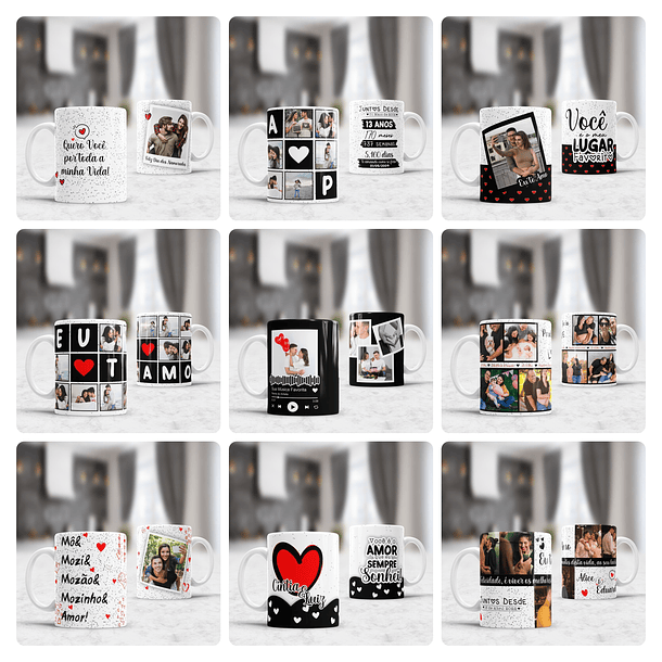 30 Arte Caneca, Azulejo e Almofada com Fotos Dia dos Namorados Arquivo Editável 2