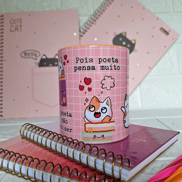 Artes Caneca Queria ser poeta, mas poeta não posso ser em Png 3